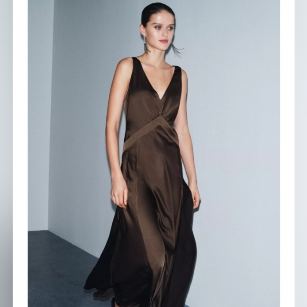 Zara ZW Collection Limited Edition Satin Effect Long Dress - Picture 2 of 5
